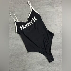 Hurley swim one swimsuit size S adjustable straps with logo Blk/wht NWT